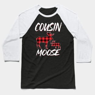 Red Plaid Cousin Moose Matching Family Pajama Christmas Gift Baseball T-Shirt